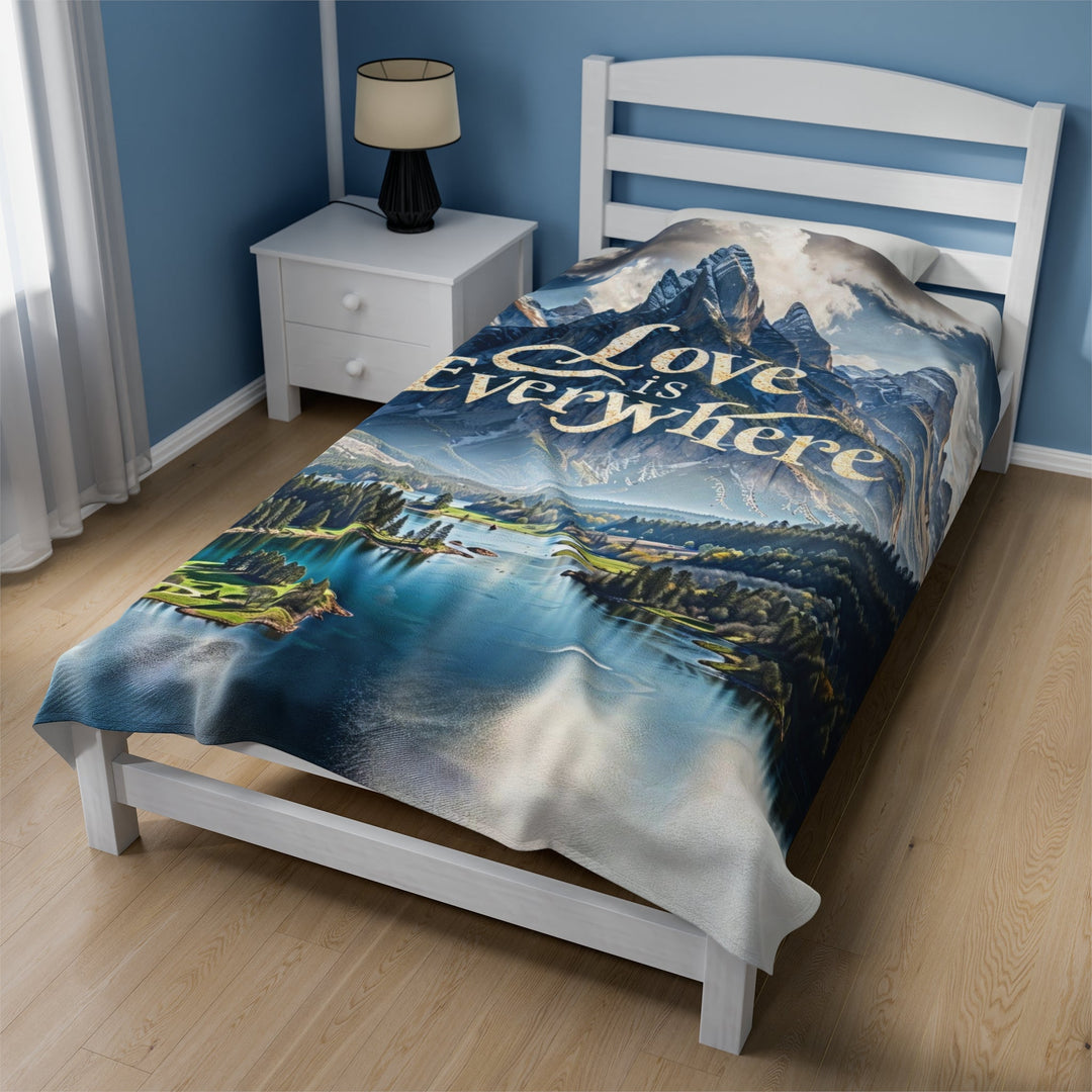 Mountainous Love Reflection - Velveteen Plush Blanket - All Over Prints - g(0D·IO) - 60" × 80" - -