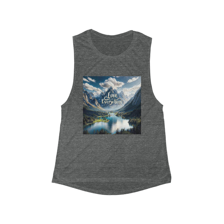 Mountainous Love Reflection - Women's Flowy Scoop Muscle Tank - Tank Top - g(0D·IO) - S - Asphalt Slub -