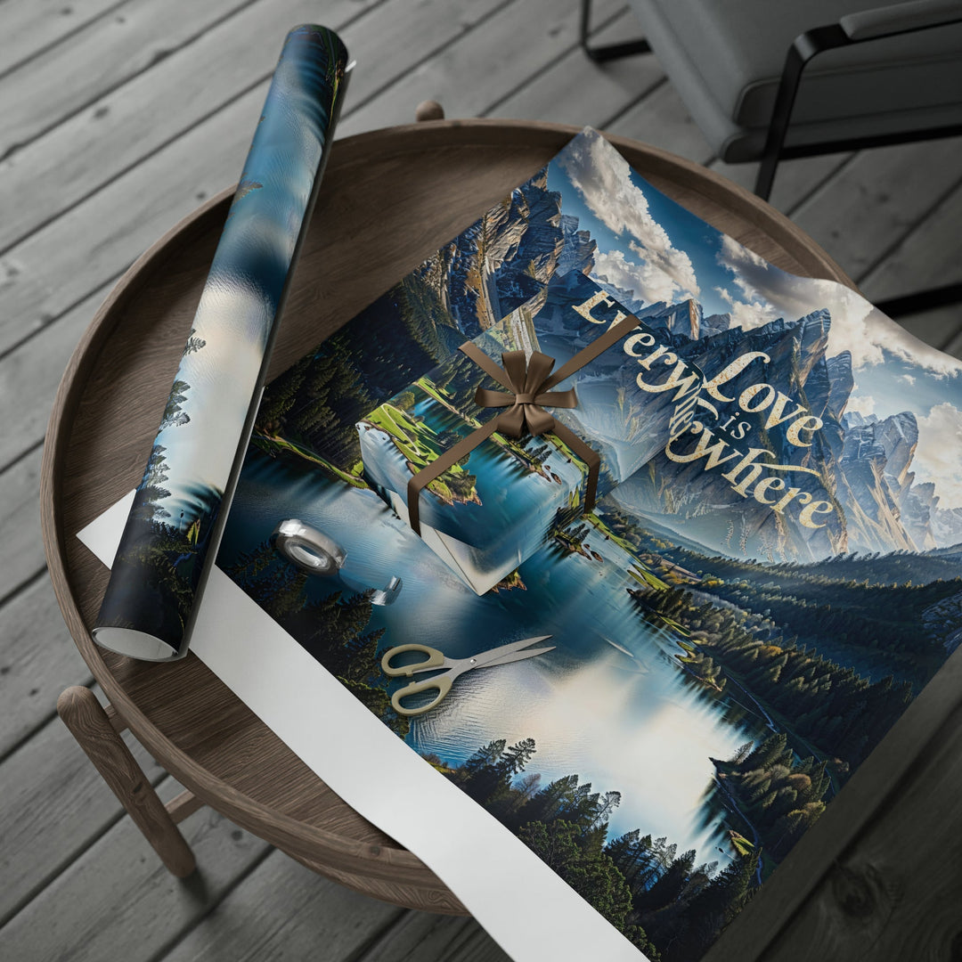 Mountainous Love Reflection - Wrapping Paper - Home Decor - g(0D·IO) - 30" x 180" - Matte -