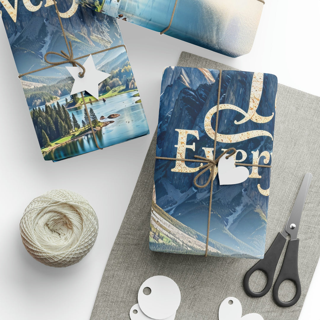 Mountainous Love Reflection - Wrapping Paper - Home Decor - g(0D·IO) - 30" x 180" - Matte -