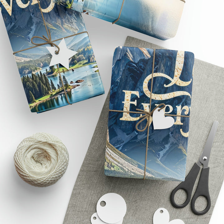 Mountainous Love Reflection - Wrapping Paper - Home Decor - g(0D·IO) - 30" x 180" - Matte -