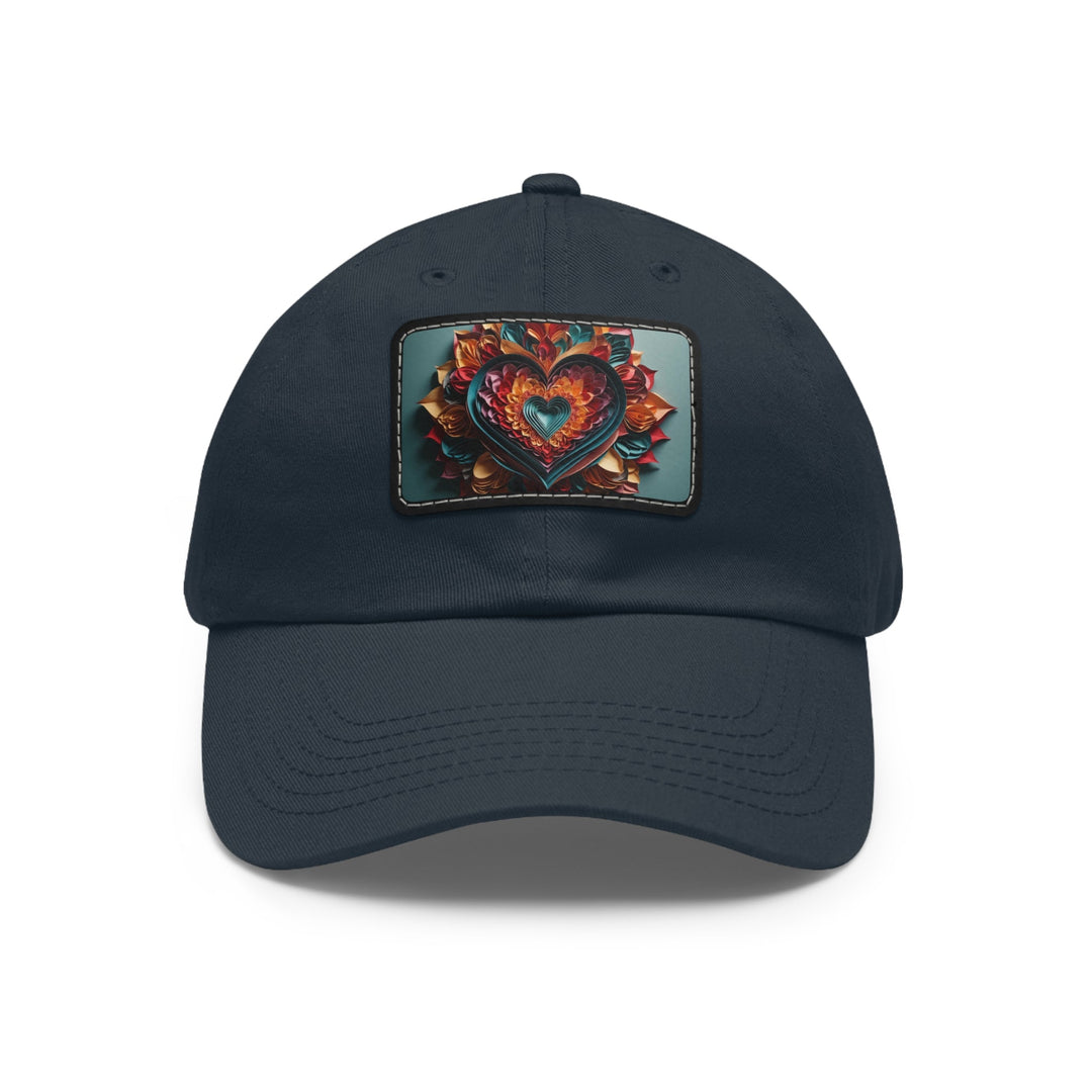 Multilayered Floral Heart - Dad Hat - Hats - g(0D·IO) - Navy / Black patch - Rectangle - One size