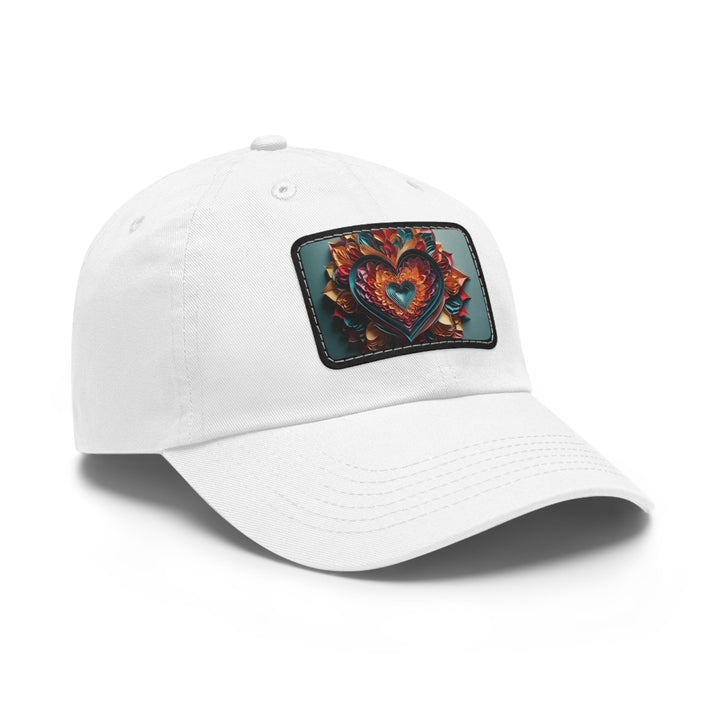 Multilayered Floral Heart - Dad Hat - Hats - g(0D·IO) - White / Black patch - Rectangle - One size