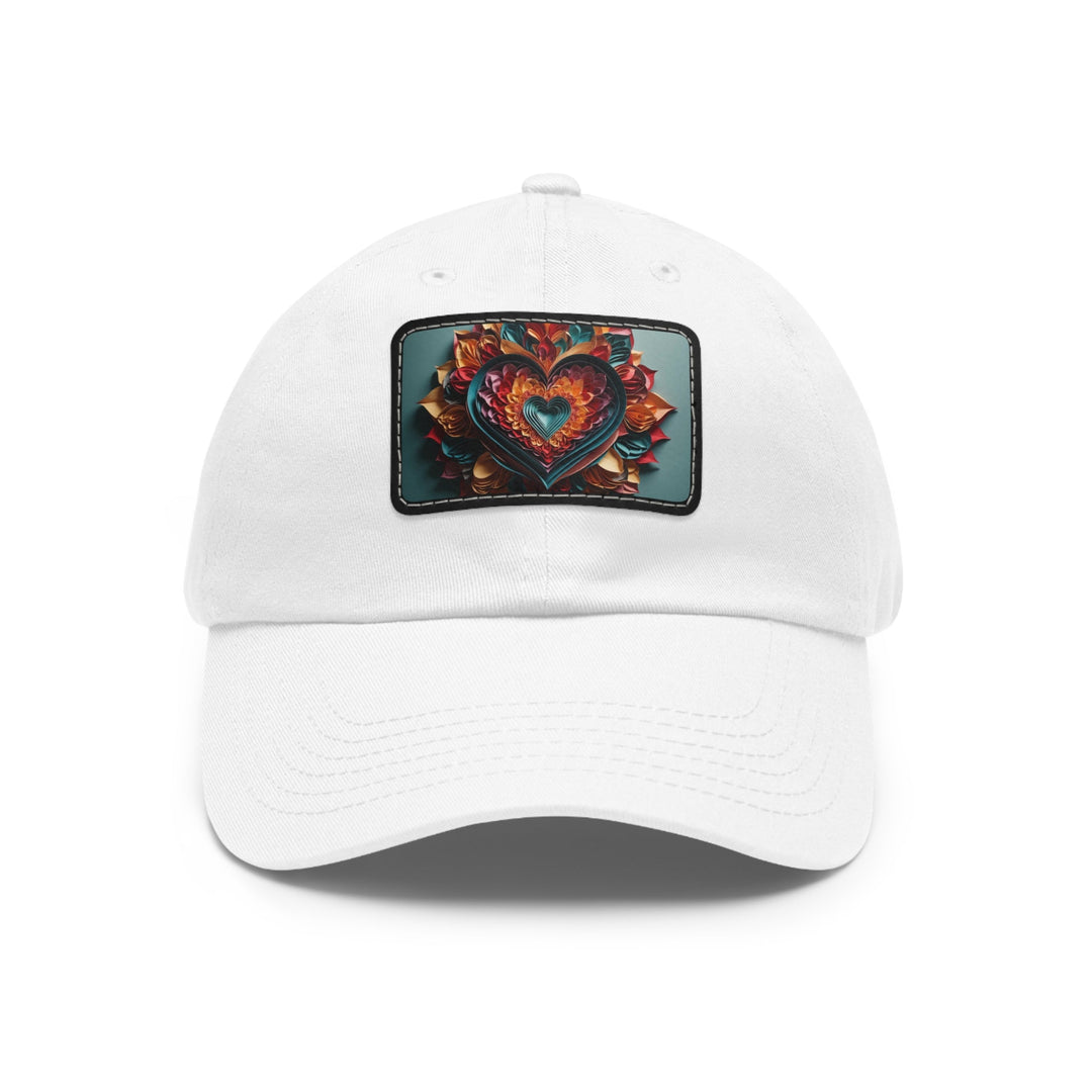 Multilayered Floral Heart - Dad Hat - Hats - g(0D·IO) - White / Black patch - Rectangle - One size