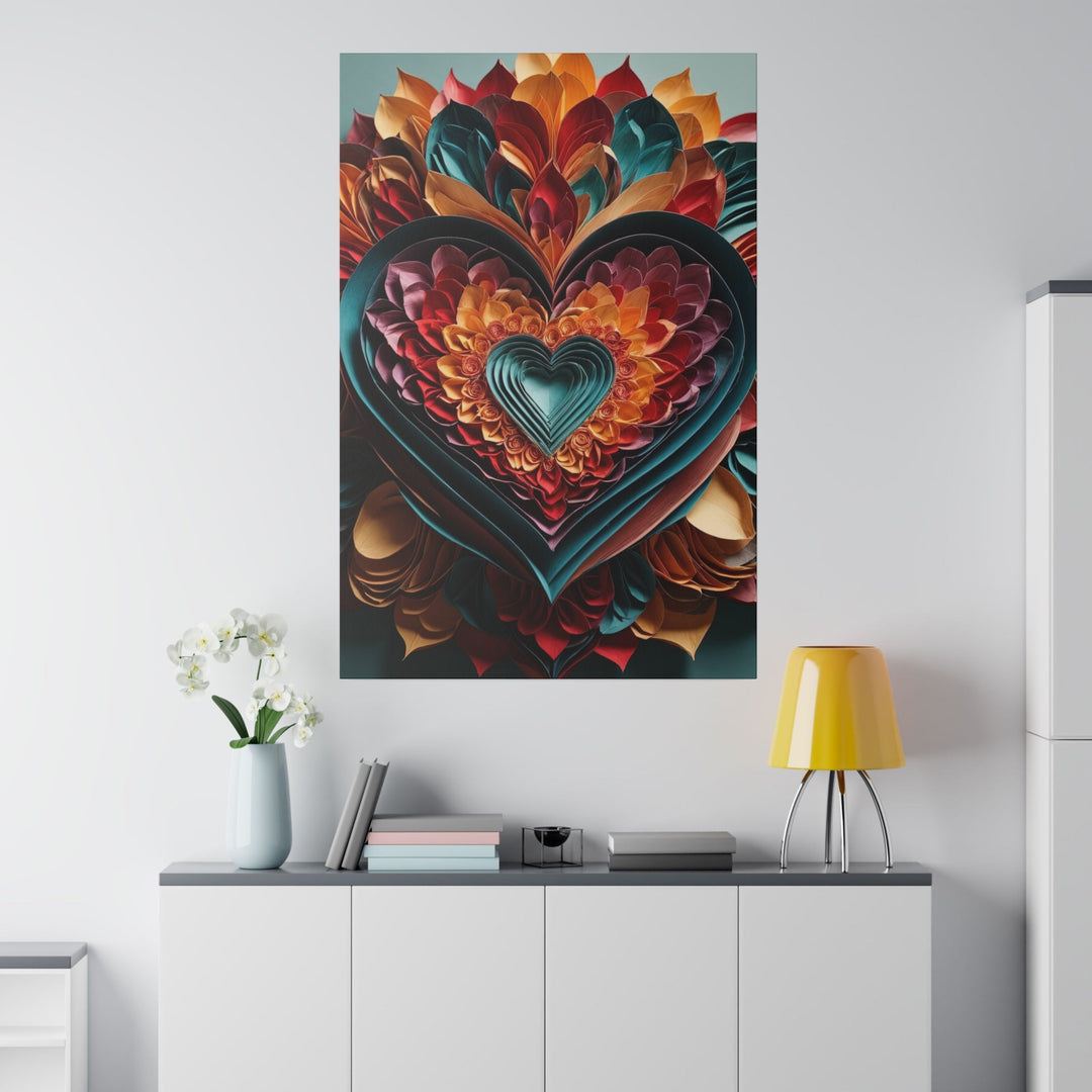 Multilayered Floral Heart - Matte Canvas - Canvas - g(0D·IO) - 32" x 32" (Square) - 0.75'' -