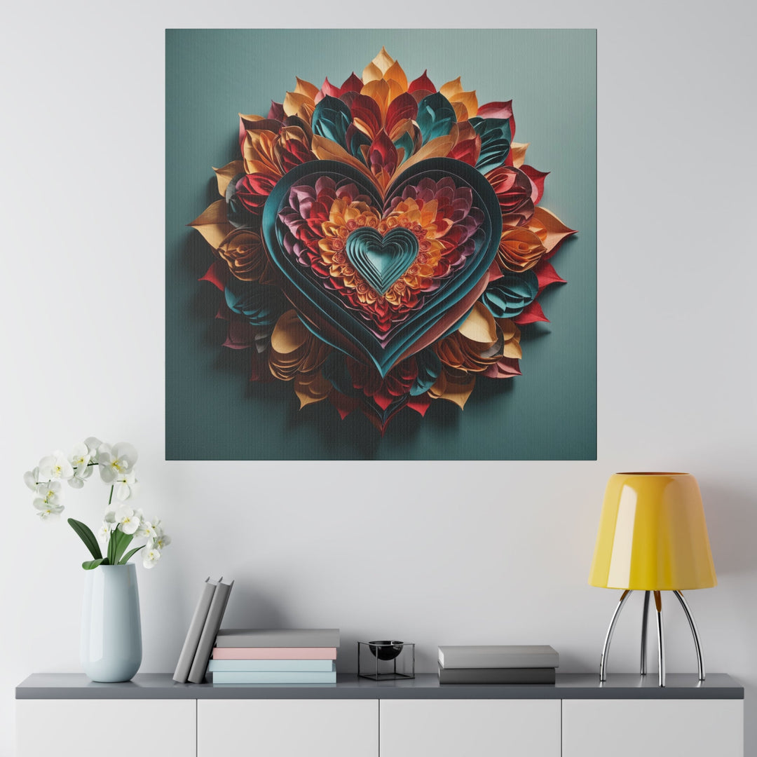 Multilayered Floral Heart - Matte Canvas - Canvas - g(0D·IO) - 32" x 32" (Square) - 0.75'' -