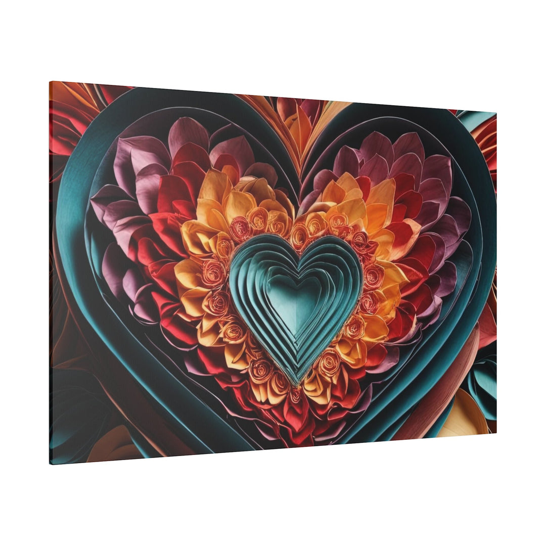 Multilayered Floral Heart - Matte Canvas - Canvas - g(0D·IO) - 32" x 32" (Square) - 0.75'' -