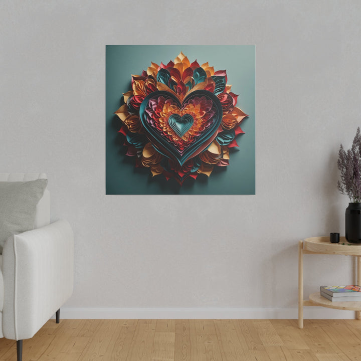 Multilayered Floral Heart - Matte Canvas - Canvas - g(0D·IO) - 32" x 32" (Square) - 0.75'' -