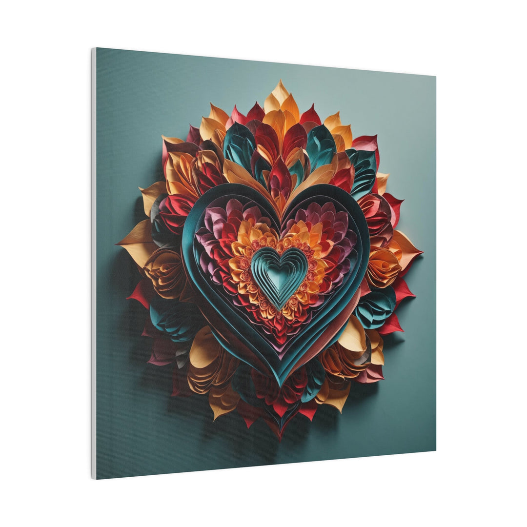 Multilayered Floral Heart - Matte Canvas - Canvas - g(0D·IO) - 32" x 32" (Square) - 0.75'' -