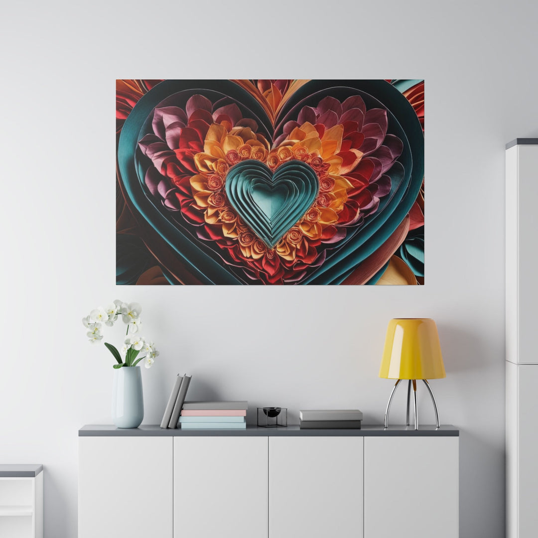 Multilayered Floral Heart - Matte Canvas - Canvas - g(0D·IO) - 32" x 32" (Square) - 0.75'' -