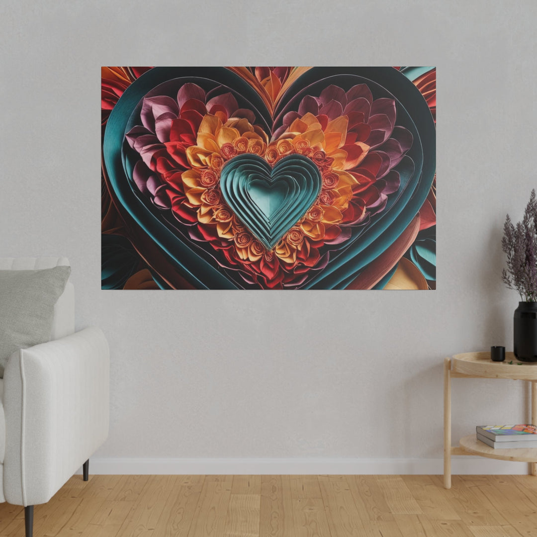 Multilayered Floral Heart - Matte Canvas - Canvas - g(0D·IO) - 32" x 32" (Square) - 0.75'' -