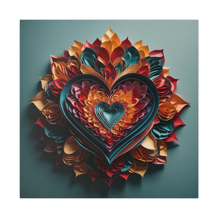 Multilayered Floral Heart - Matte Canvas - Canvas - g(0D·IO) - 32" x 32" (Square) - 0.75'' -