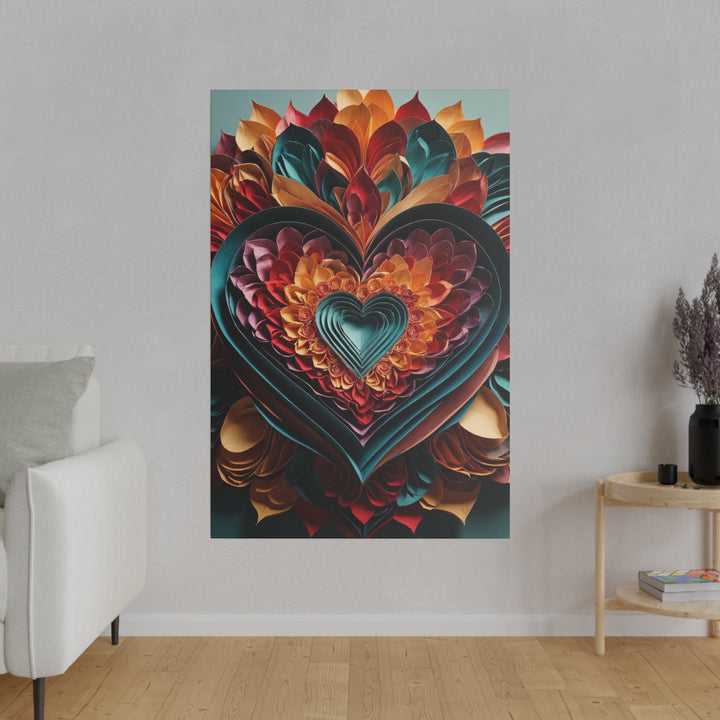 Multilayered Floral Heart - Matte Canvas - Canvas - g(0D·IO) - 32" x 32" (Square) - 0.75'' -