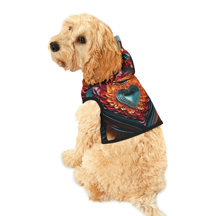 Multilayered Floral Heart - Pet Hoodie - Pets - g(0D·IO) - XXS - Black Rib -