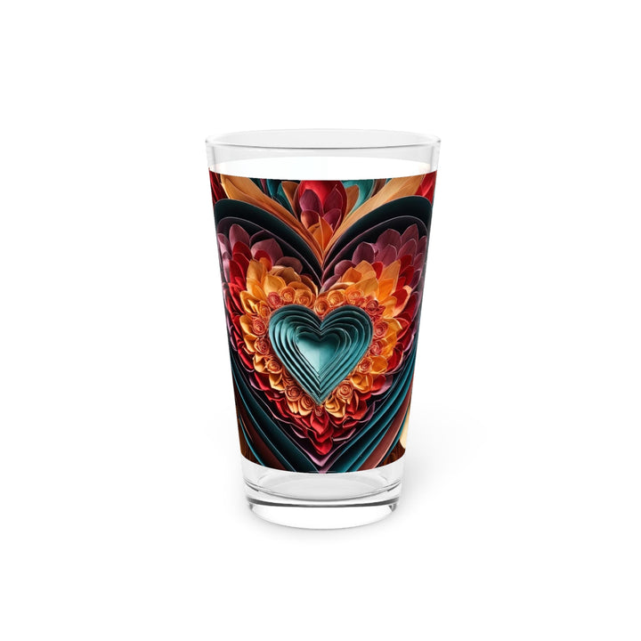 Multilayered Floral Heart - Pint Glass - Mug - g(0D·IO) - 16oz - -