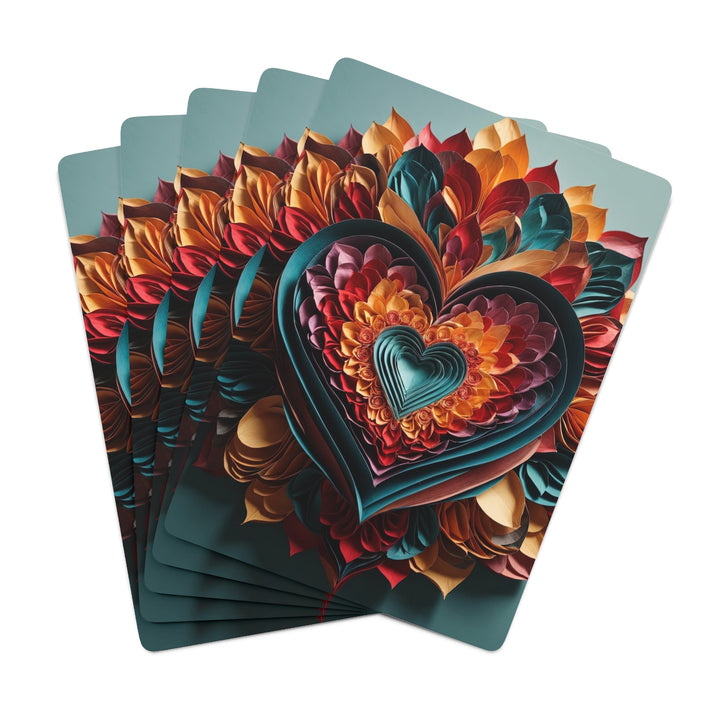 Multilayered Floral Heart - Poker Cards - Paper products - g(0D·IO) - 2.47" x 3.47" - White - Semi Glossy