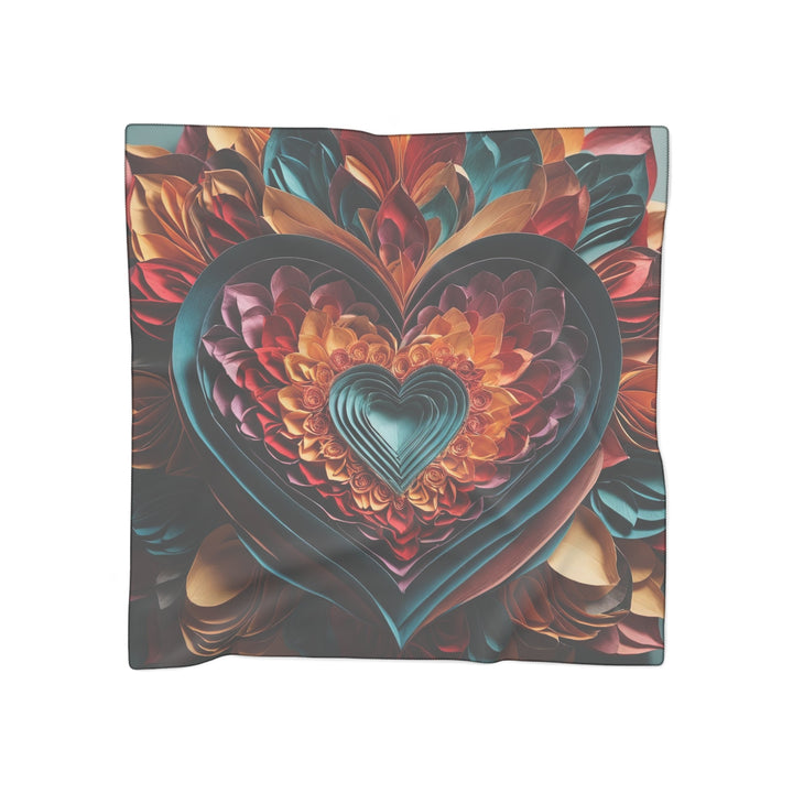 Multilayered Floral Heart - Poly Scarf - Accessories - g(0D·IO) - Poly chiffon - 25" × 25" -