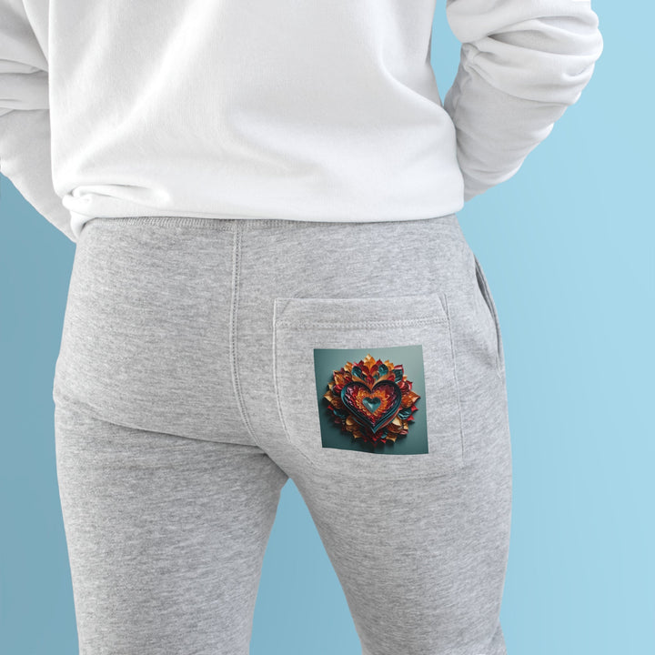 Multilayered Floral Heart - Premium Fleece Joggers - Trousers - g(0D·IO) - Charcoal Heather - M -