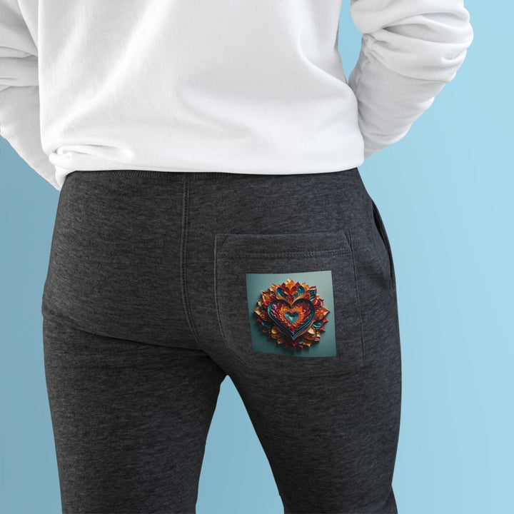 Multilayered Floral Heart - Premium Fleece Joggers - Trousers - g(0D·IO) - Charcoal Heather - M -