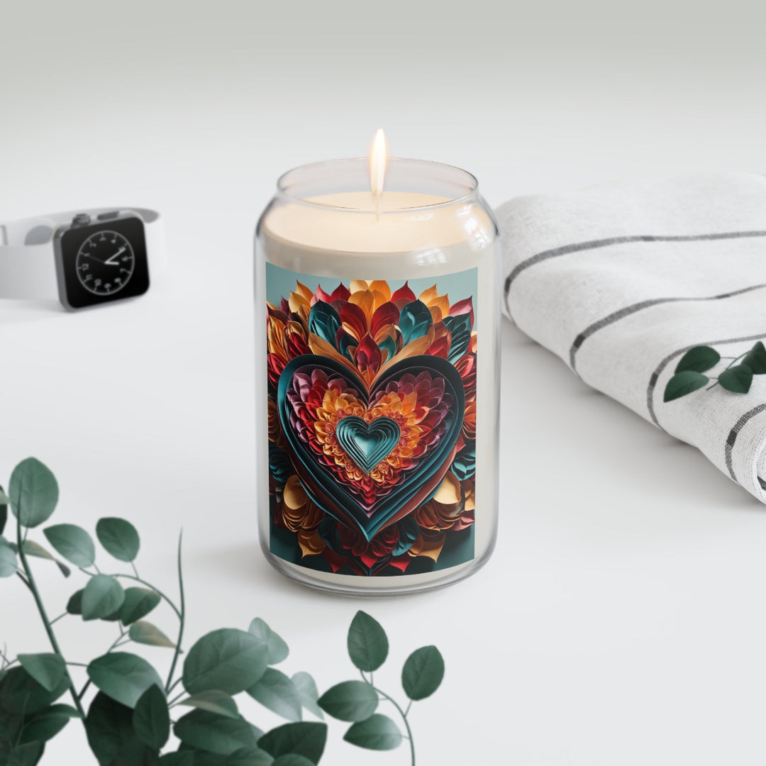 Multilayered Floral Heart - Scented Candle - Home Decor - g(0D·IO) - Vanilla Bean - 13.75oz -