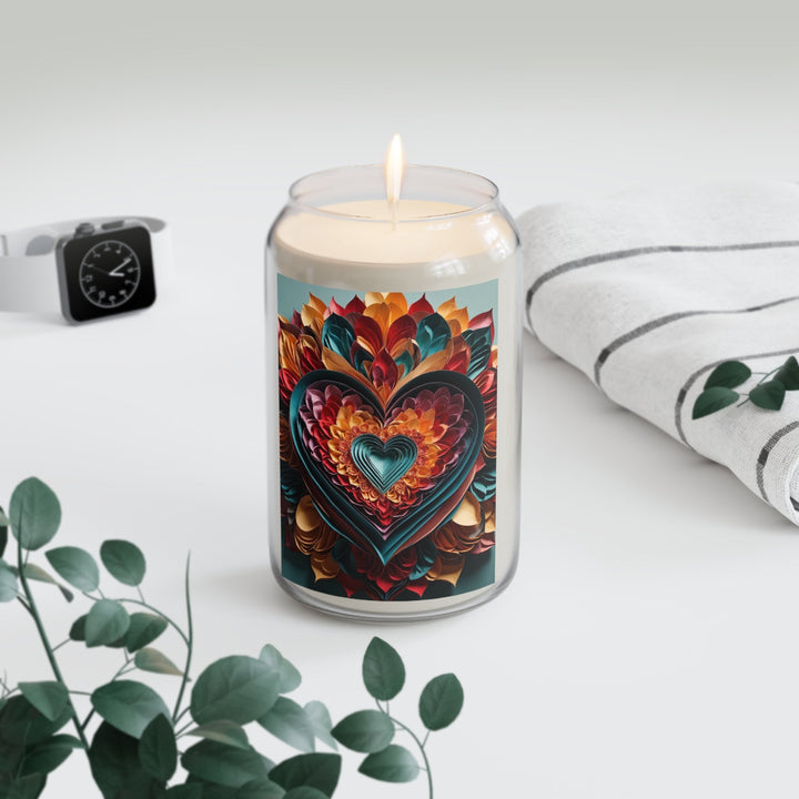 Multilayered Floral Heart - Scented Candle - Home Decor - g(0D·IO) - Vanilla Bean - 13.75oz -