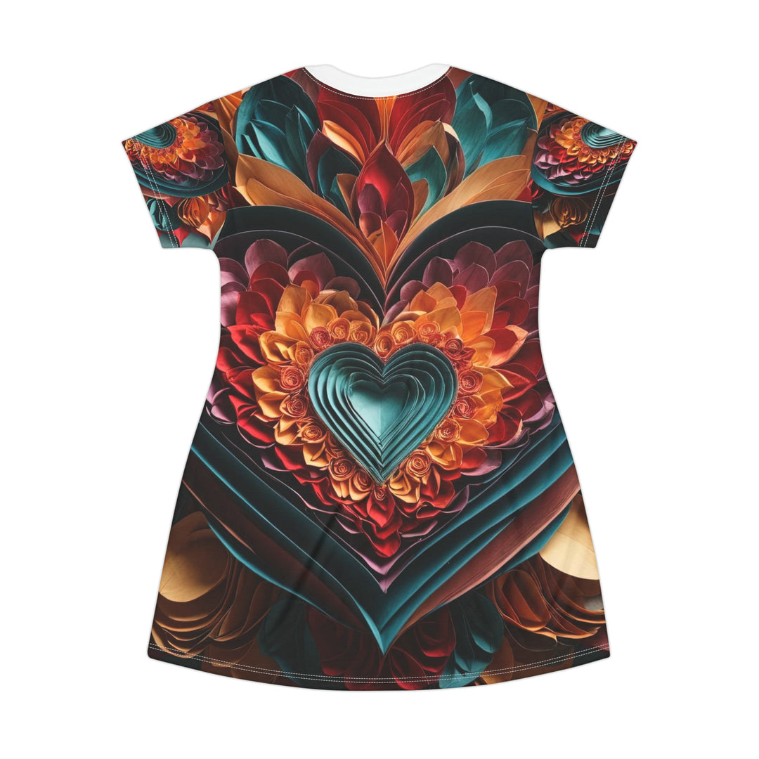 Multilayered Floral Heart - T-Shirt Dress - All Over Prints - g(0D·IO) - XS - -