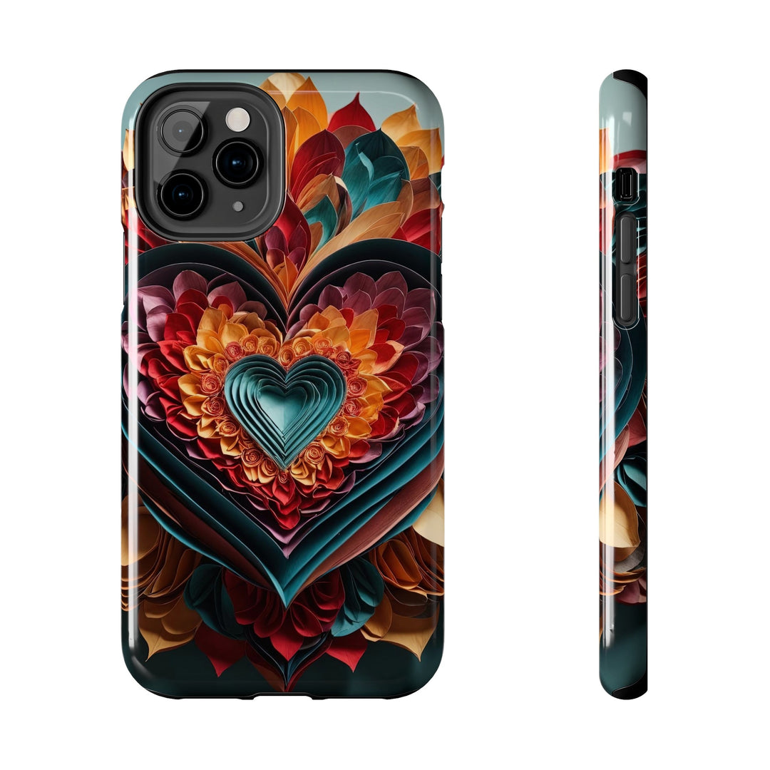 Multilayered Floral Heart - Tough Phone Case - Phone Case - g(0D·IO) - iPhone 11 Pro - -