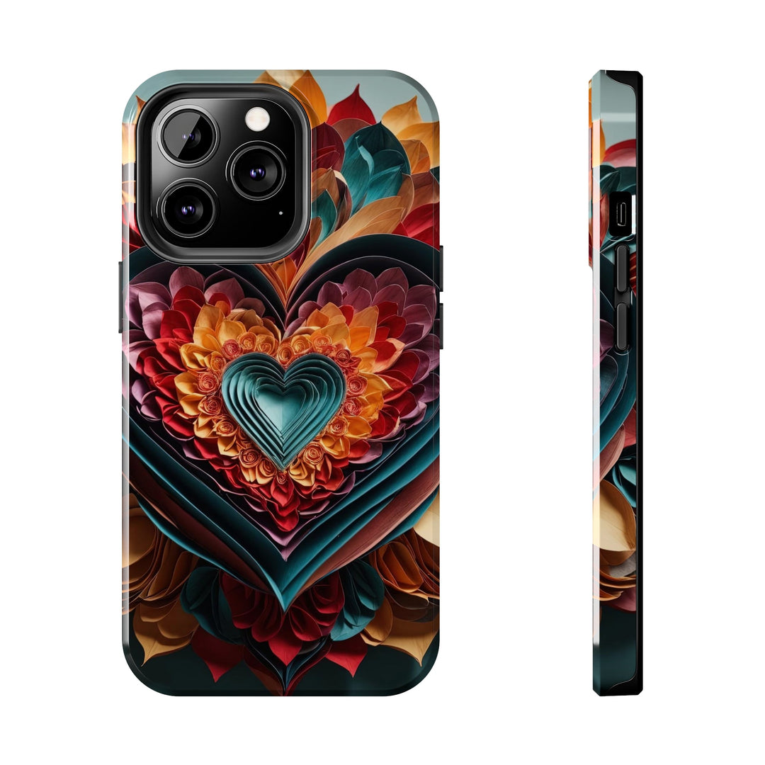 Multilayered Floral Heart - Tough Phone Case - Phone Case - g(0D·IO) - iPhone 13 Pro - -