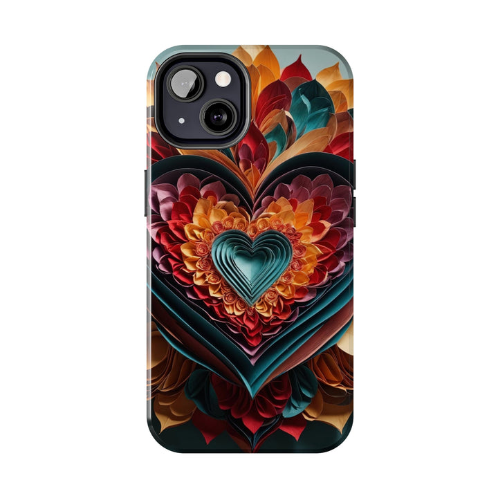 Multilayered Floral Heart - Tough Phone Case - Phone Case - g(0D·IO) - iPhone 13 Mini - -