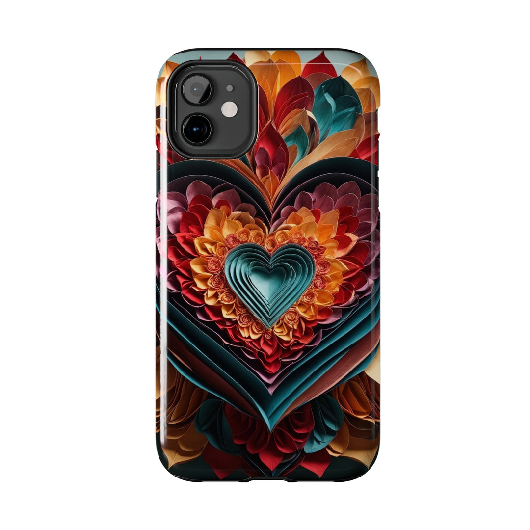 Multilayered Floral Heart - Tough Phone Case - Phone Case - g(0D·IO) - iPhone 13 Mini - -