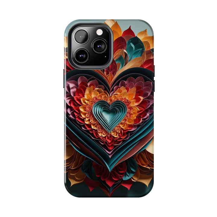 Multilayered Floral Heart - Tough Phone Case - Phone Case - g(0D·IO) - iPhone 13 Mini - -