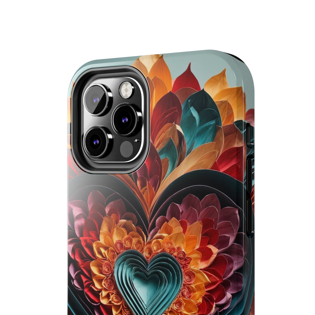 Multilayered Floral Heart - Tough Phone Case - Phone Case - g(0D·IO) - iPhone 13 Mini - -