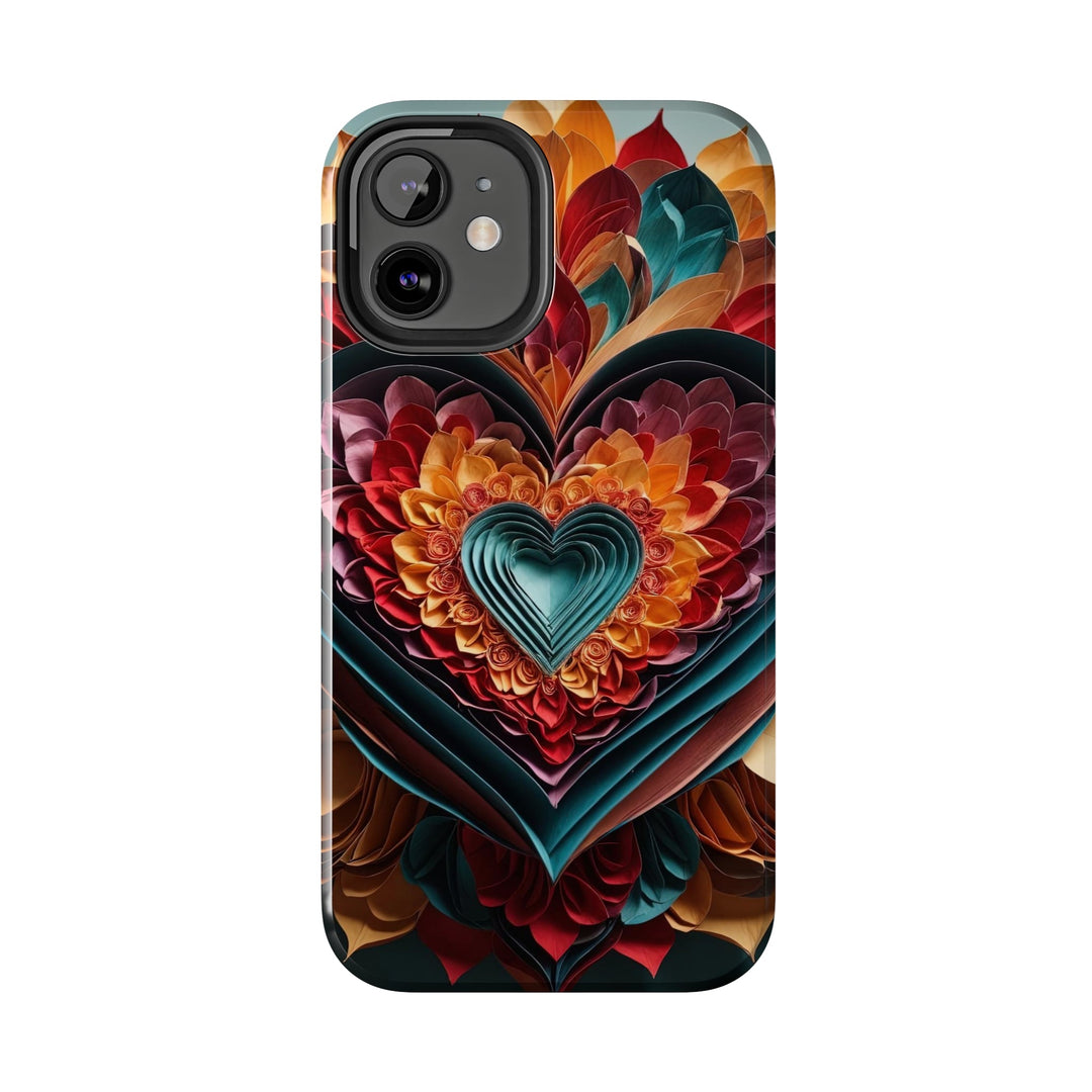 Multilayered Floral Heart - Tough Phone Case - Phone Case - g(0D·IO) - iPhone 13 Mini - -