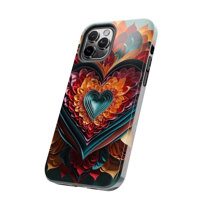 Multilayered Floral Heart - Tough Phone Case - Phone Case - g(0D·IO) - iPhone 13 Mini - -