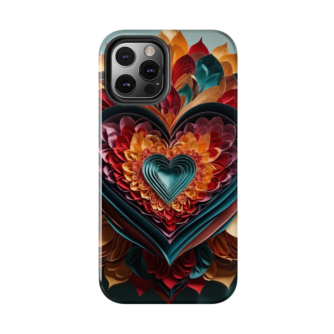 Multilayered Floral Heart - Tough Phone Case - Phone Case - g(0D·IO) - iPhone 13 Mini - -