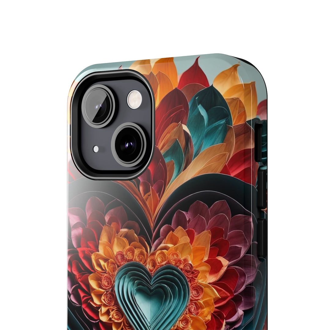 Multilayered Floral Heart - Tough Phone Case - Phone Case - g(0D·IO) - iPhone 13 Mini - -