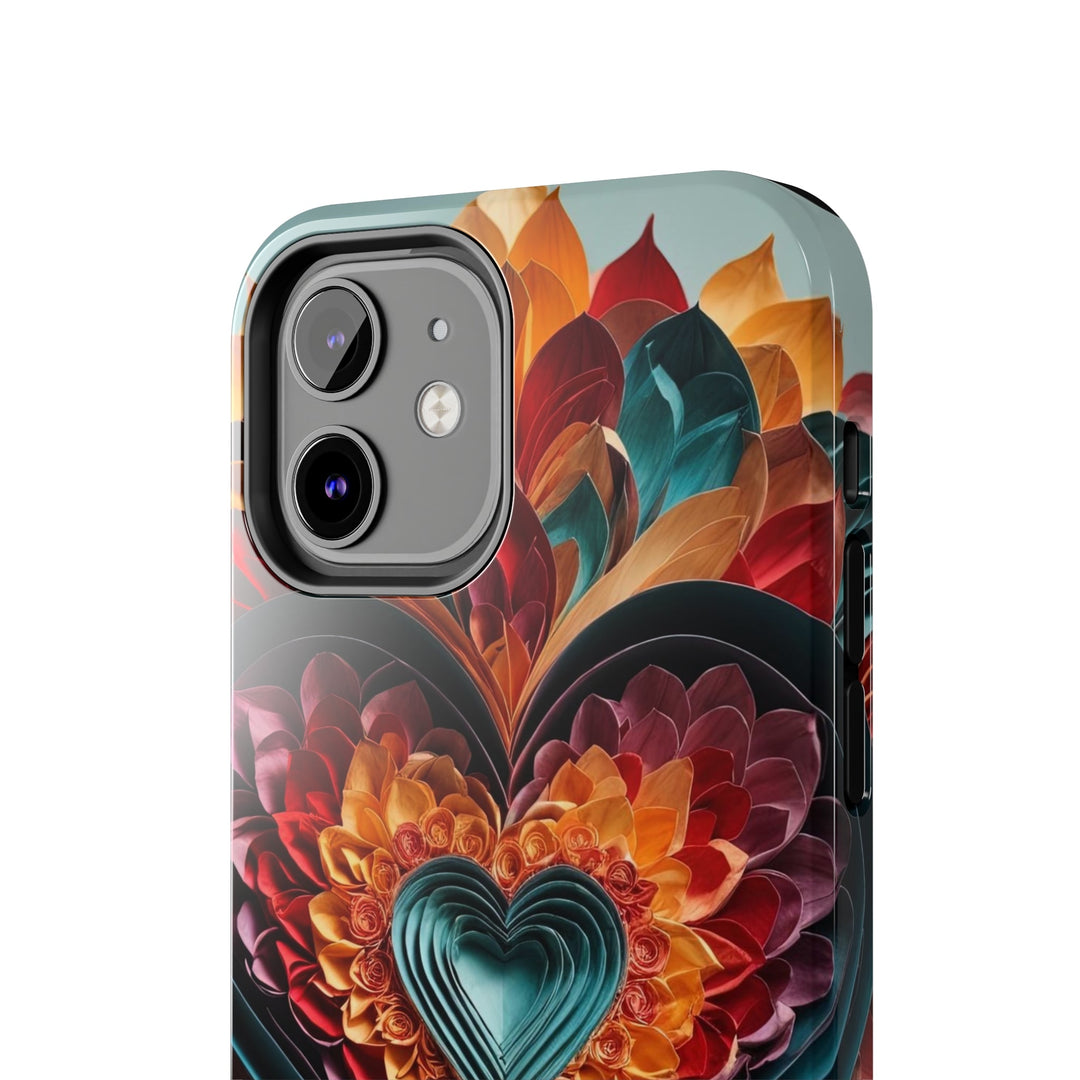 Multilayered Floral Heart - Tough Phone Case - Phone Case - g(0D·IO) - iPhone 13 Mini - -