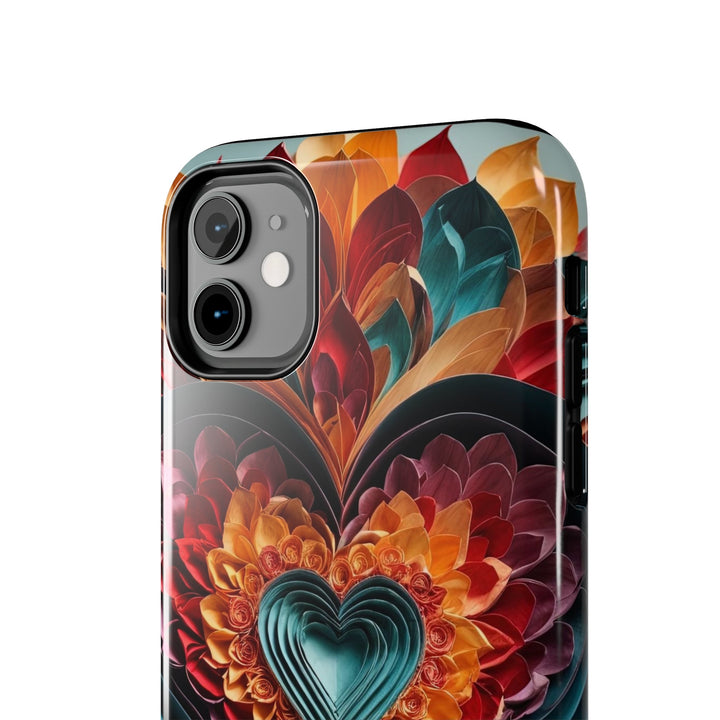 Multilayered Floral Heart - Tough Phone Case - Phone Case - g(0D·IO) - iPhone 13 Mini - -