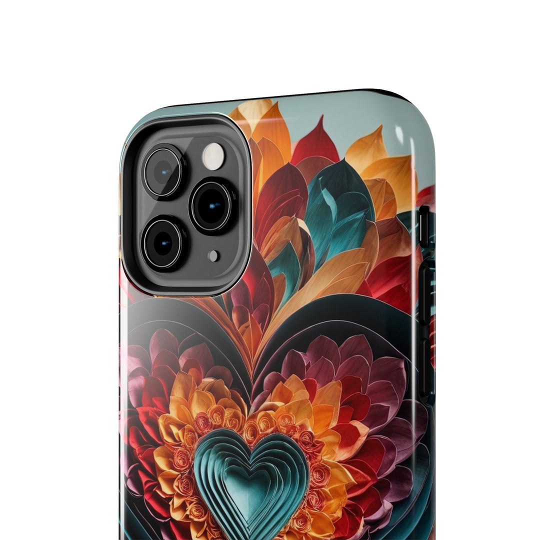 Multilayered Floral Heart - Tough Phone Case - Phone Case - g(0D·IO) - iPhone 13 Mini - -