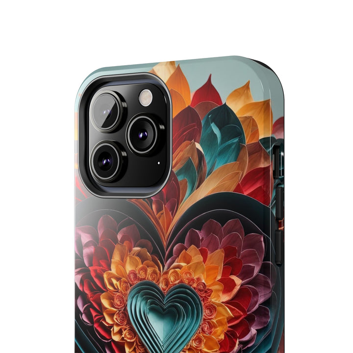 Multilayered Floral Heart - Tough Phone Case - Phone Case - g(0D·IO) - iPhone 13 Mini - -