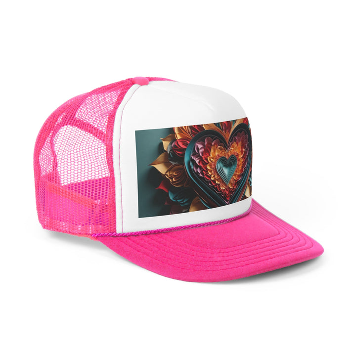 Multilayered Floral Heart - Trucker Hat - Hats - g(0D·IO) - Pink - One size -