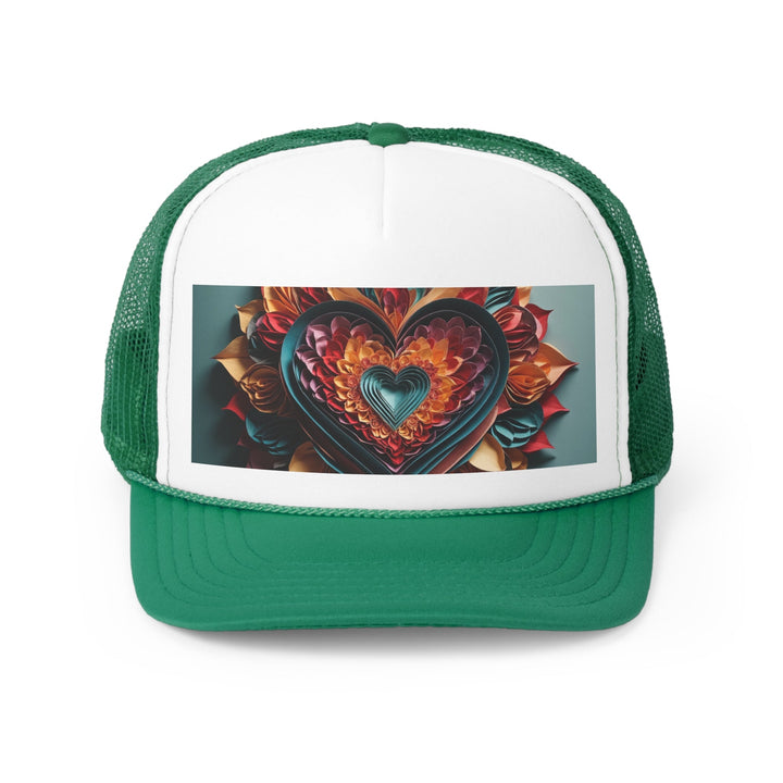 Multilayered Floral Heart - Trucker Hat - Hats - g(0D·IO) - Green - One size -