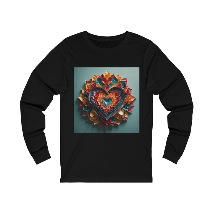 Multilayered Floral Heart - Unisex Jersey Long Sleeve Tee - Long-sleeve - g(0D·IO) - S - Black -