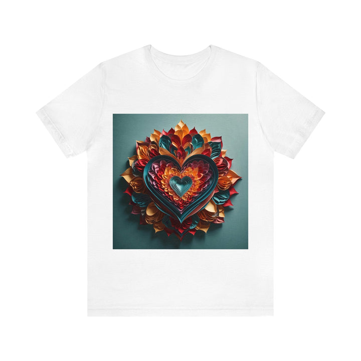 Multilayered Floral Heart - Unisex Jersey Short Sleeve Tee - T-Shirt - g(0D·IO) - White - S -