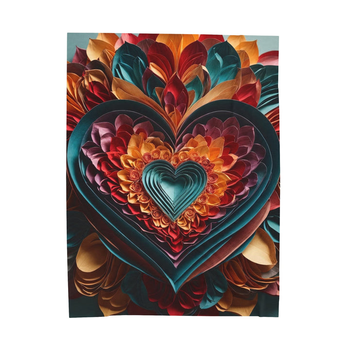 Multilayered Floral Heart - Velveteen Plush Blanket - All Over Prints - g(0D·IO) - 60" × 80" - -