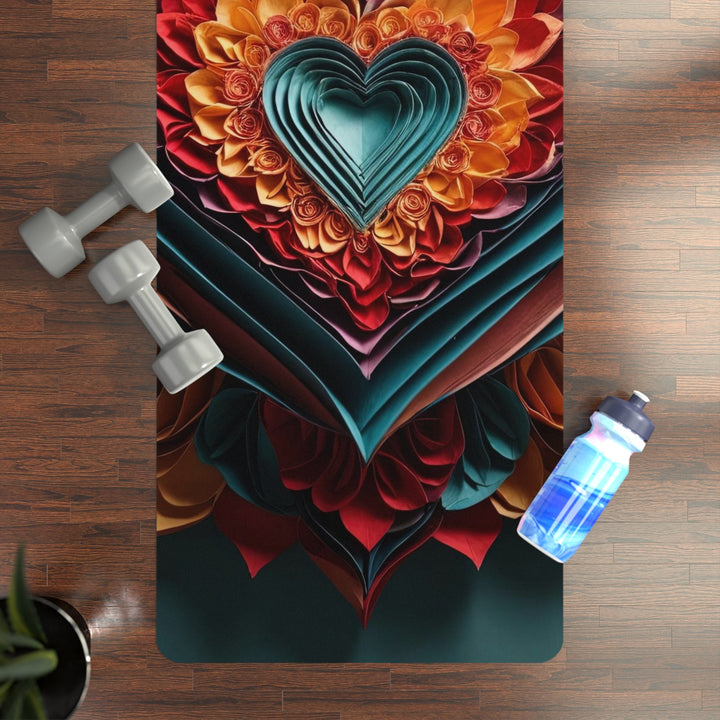 Multilayered Floral Heart - Yoga Mat - Home Decor - g(0D·IO) - 24” x 68” - -