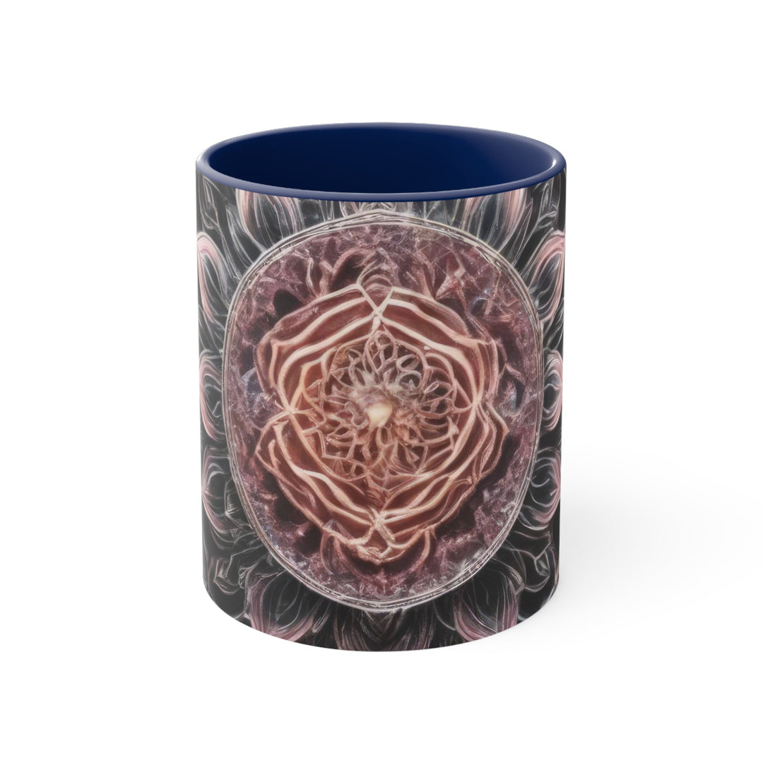 Mystic Floral Mandala - Accent Coffee Mug - Mug - g(0D·IO) - Navy - 11oz -