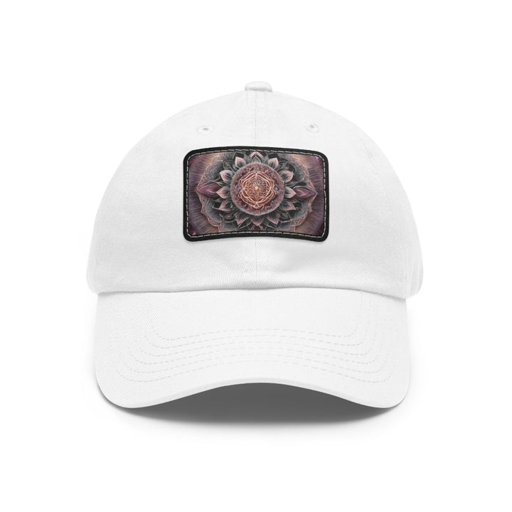 Mystic Floral Mandala - Dad Hat - Hats - g(0D·IO) - White / Black patch - Rectangle - One size