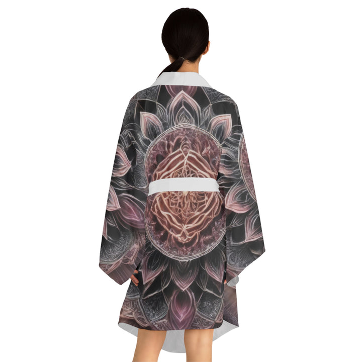 Mystic Floral Mandala - Long Sleeve Kimono Robe - All Over Prints - g(0D·IO) - XS - Black -