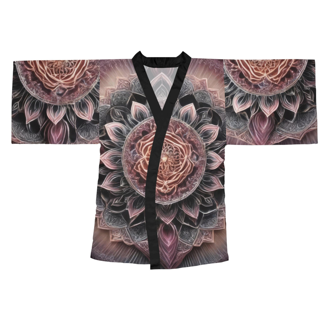 Mystic Floral Mandala - Long Sleeve Kimono Robe - All Over Prints - g(0D·IO) - XS - Black -